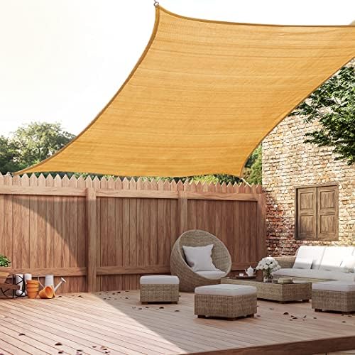 Quictent 20X20FT 185G HDPE Square Sun Shade Sail Canopy 98% UV Block Outdoor Patio Garden with Hardware Kit (Brown)