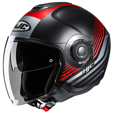 HJC I40 DOVA JET HELMET - NEGRO / ROJO / PLATA