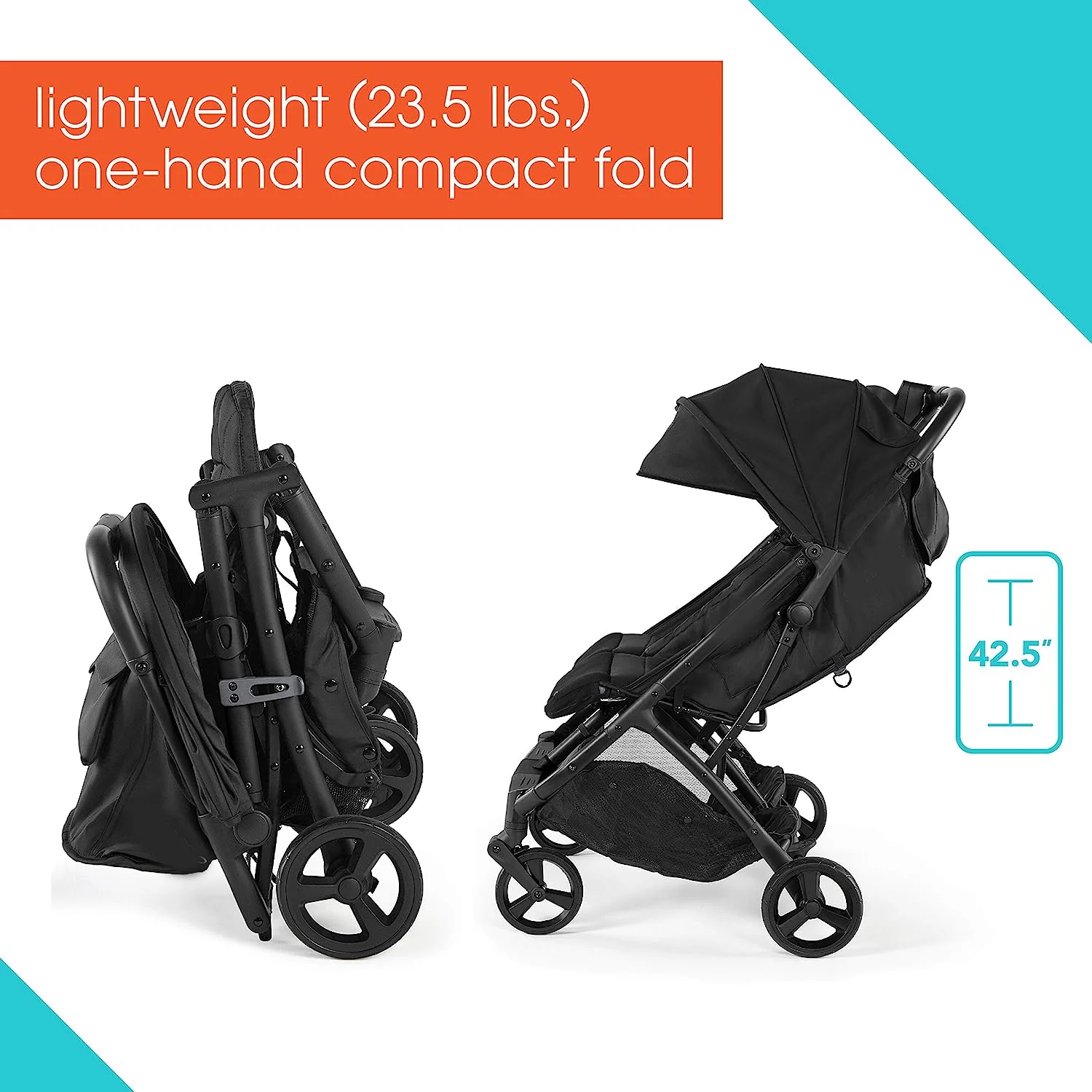 Double Stroller, Black - Car Seat Compatible Stroller - Lightweight stroller with convenient one-hand folding, adjustable seats, two extra-large canopies and parent-friendly features