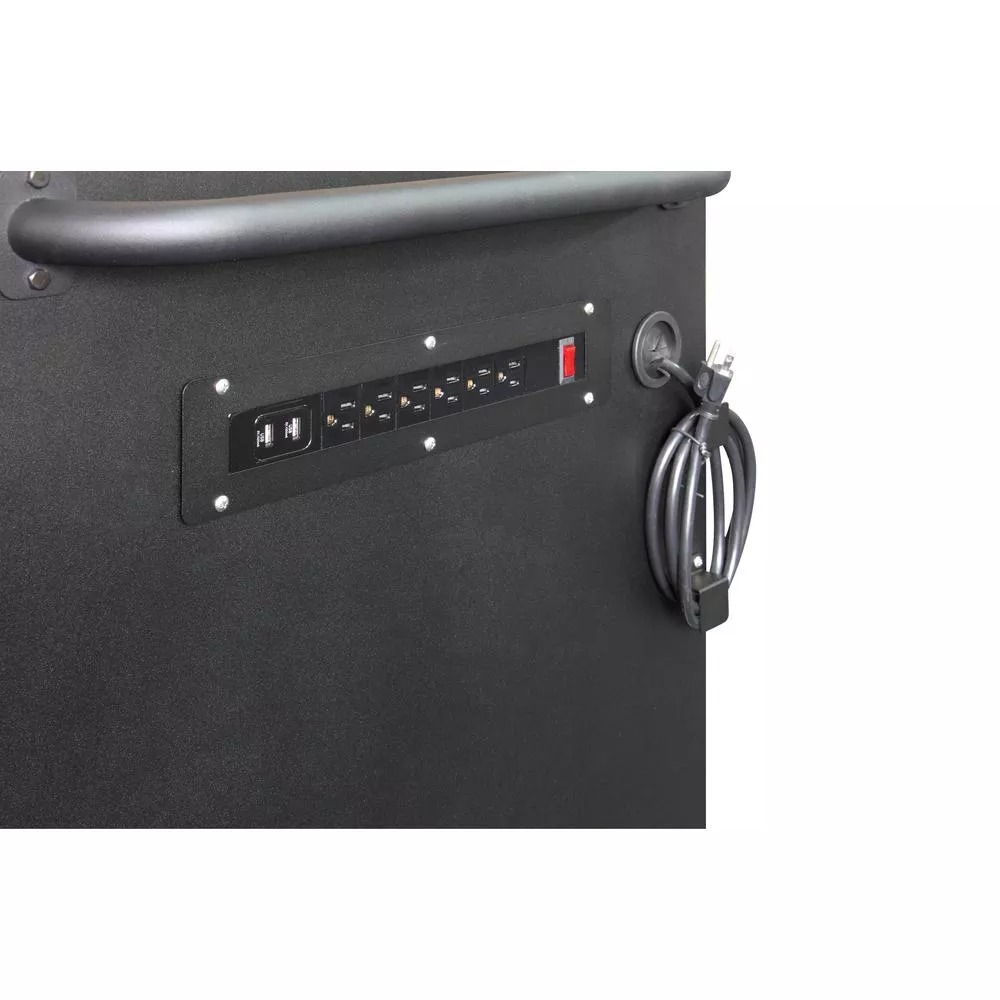 HEAVY-DUTY 61 IN. W 10-DRAWER 1-DOOR, DEEP TOOL CHEST MOBILE WORKBENCH IN MATTE BLACK W/ HARDWOOD TOP, PEGBOARD & SHELF