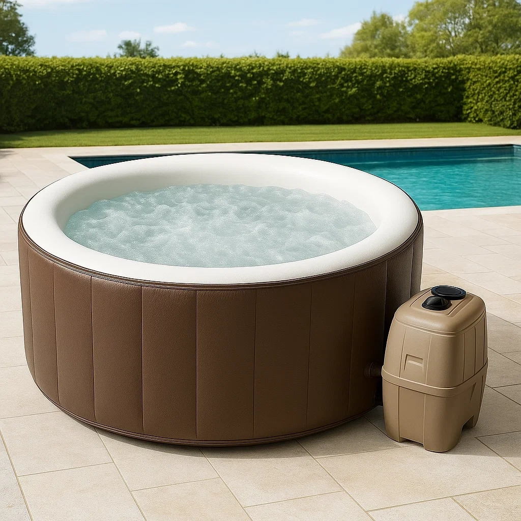 Inflatable whirlpool 180x180x65 cm, 4 seats, round, brown/white, yuGklot376bZ