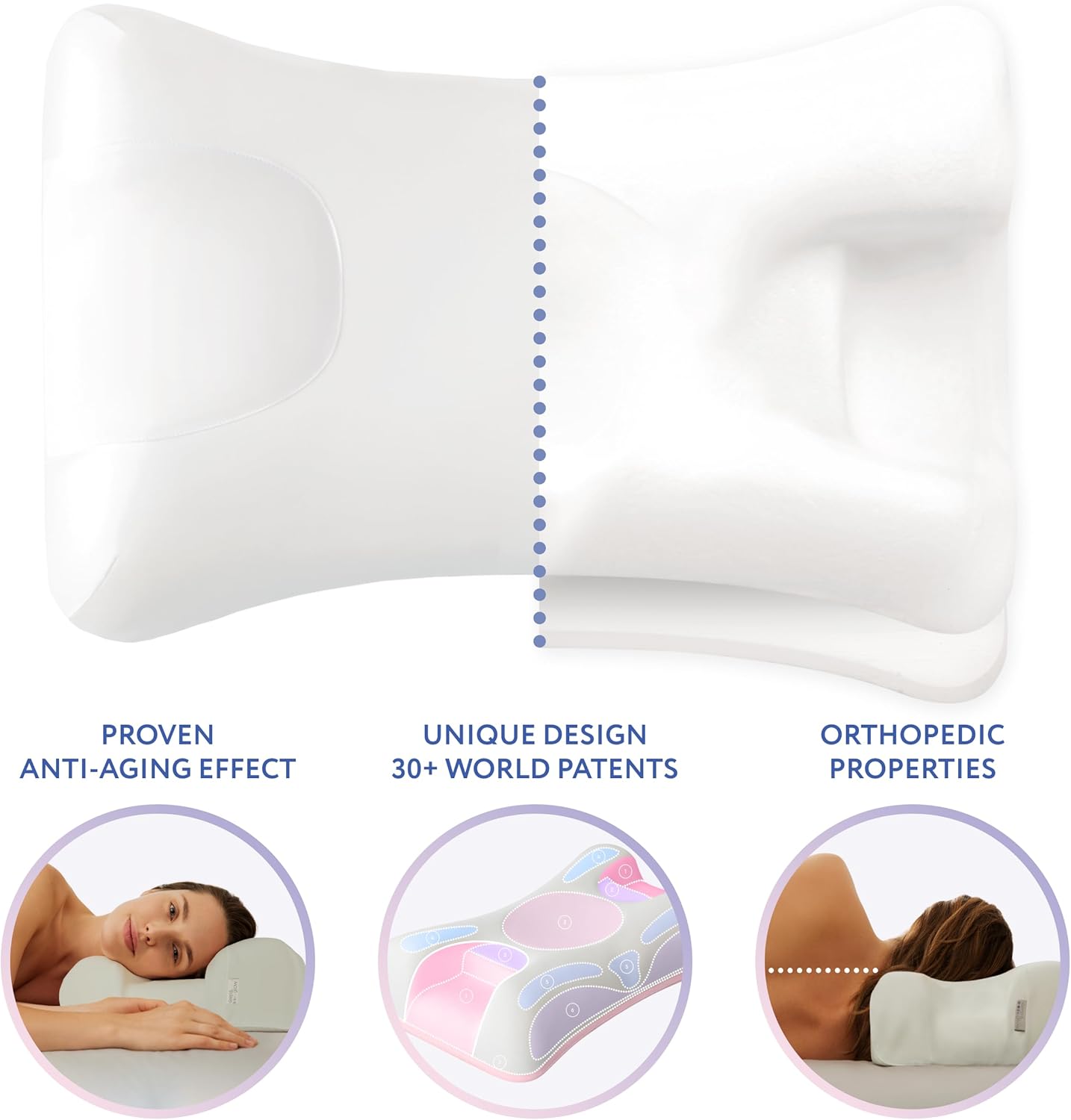 SLEEP & GLOW Omnia Anti-Aging Beauty Pillow, Adjustable Memory Foam