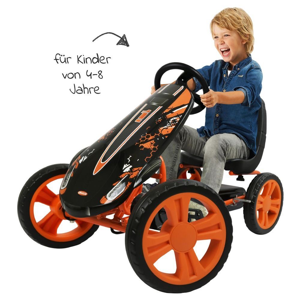 Hauck pedal vehicle Speedster - orange, pedal go-kart & pedal car with adjustable bucket seat (4-8 years)
