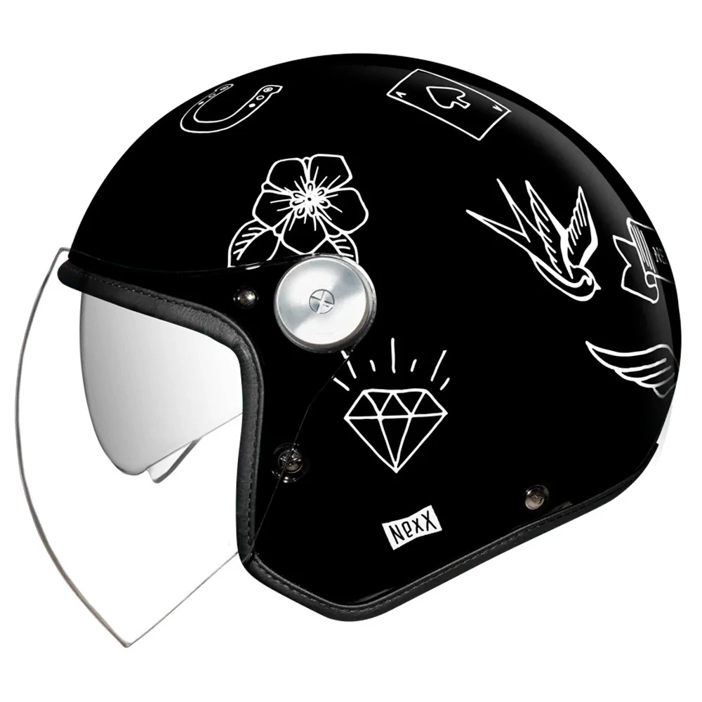 CASCO JET NEXX X.G30 TATTOO NEGRO / BLANCO