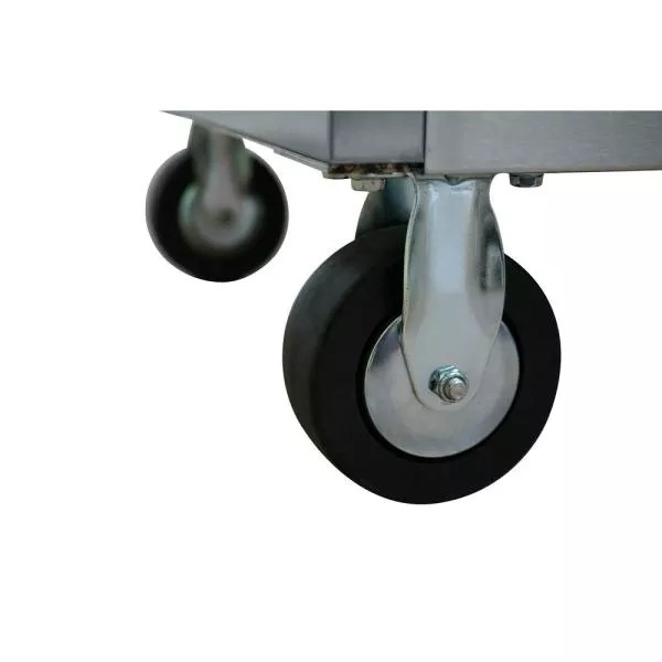 52 IN W 5-DRAWER 1-DOOR, DEEP TOOL CHEST MOBILE WORKBENCH IN STAINLESS STEEL MIT HARDWOOD TOP