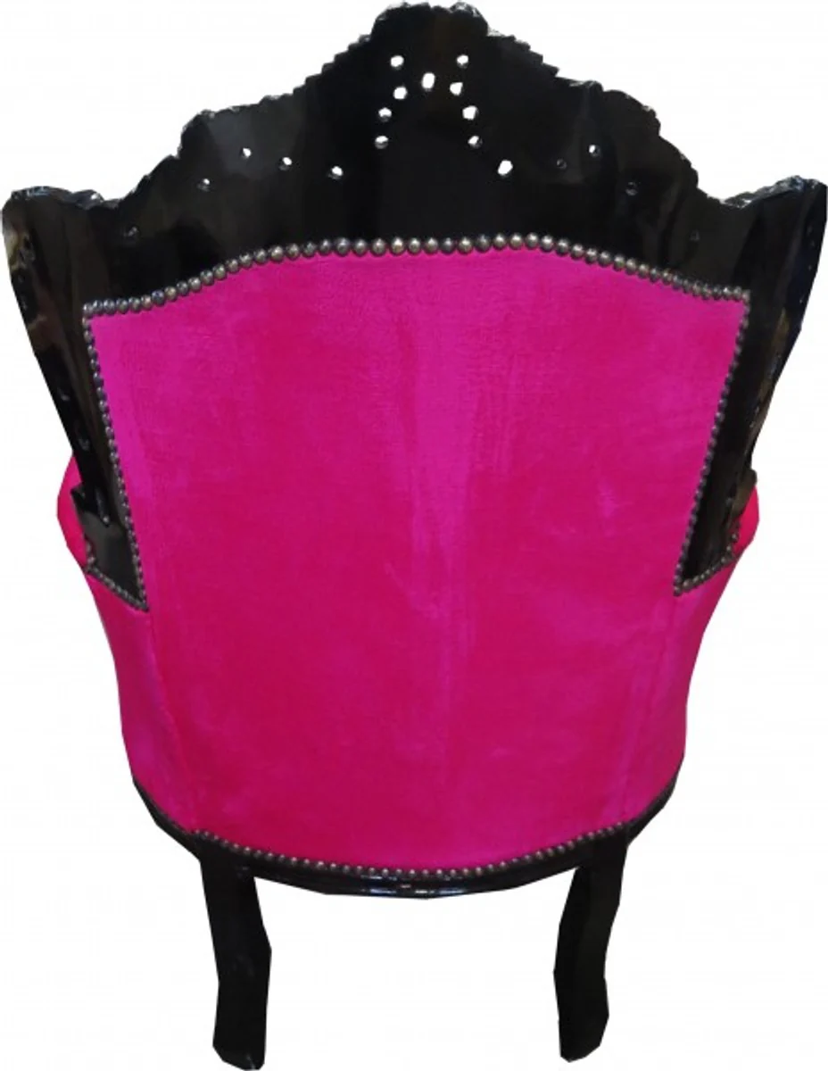 Armchair King Pink / Black with Bling Bling rhinestones - Baroque collection