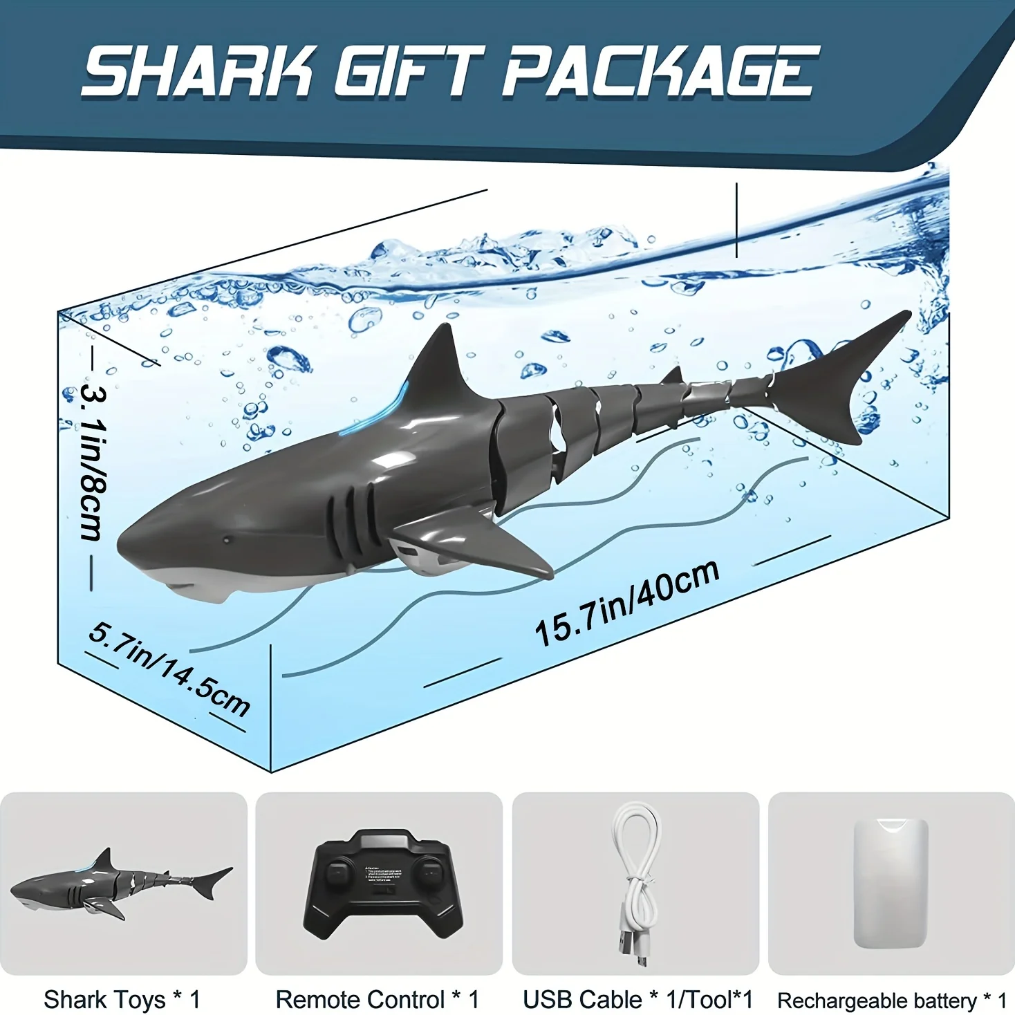 Fun and Waterproof Remote Control Shark Pool Toy - Perfect Gift for Boys and Girls Ages 6-12.