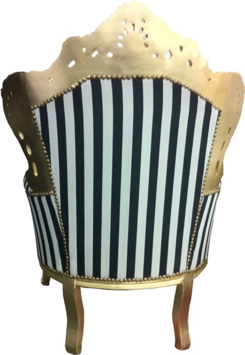 Baroque armchair King gold with black and white stripes 85 x 85 x H. 120 stripes
