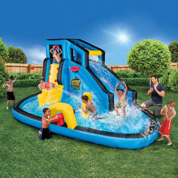 Banzai Battle Blast Inflatable Outdoor Water Park and Slide, Ages 5+, Unisex