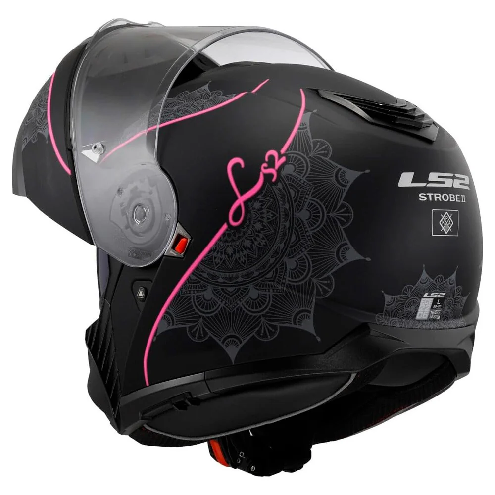 CASCO MODULAR LS2 FF908 STROBE II LUX NEGRO MATE / ROSA