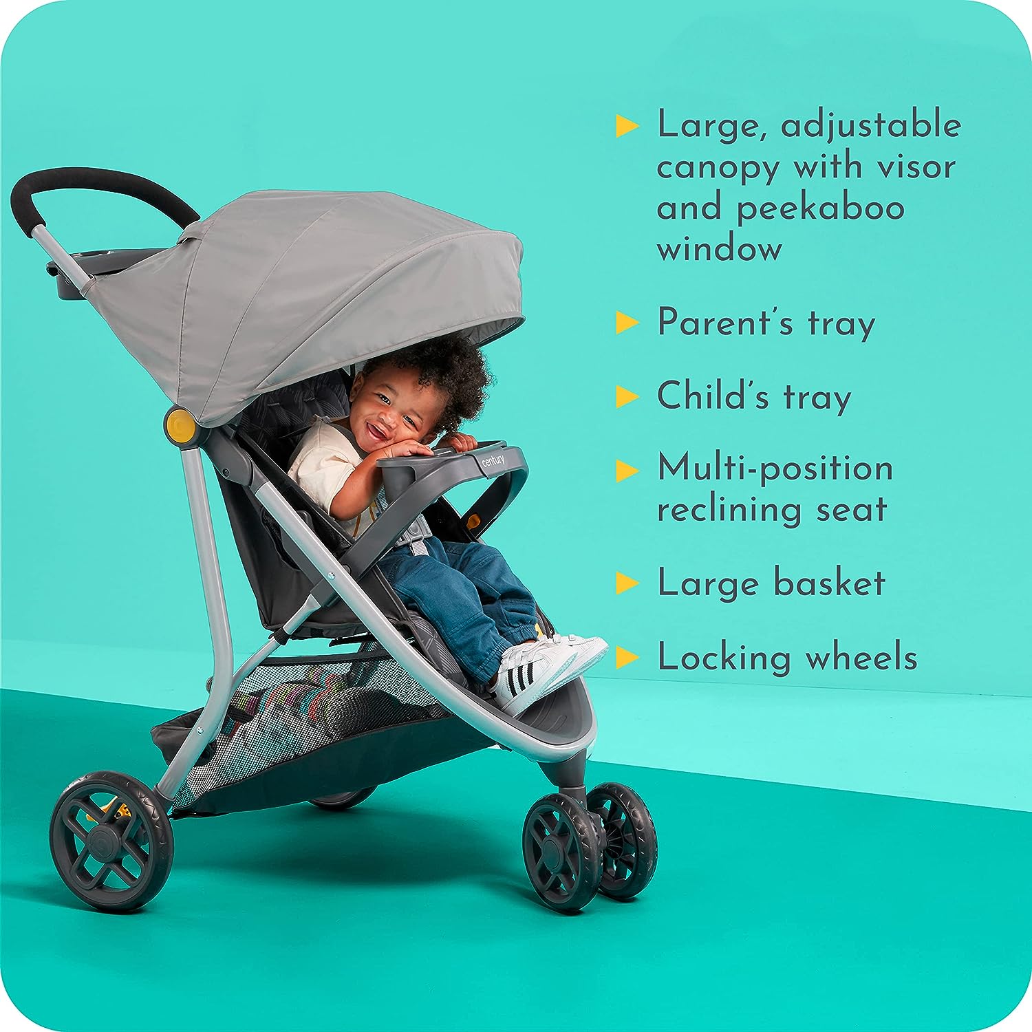Century Stroll On 3-Wheel 2-in-1 Lightweight Travel System? Infant Car Seat and Stroller Combo, Metro