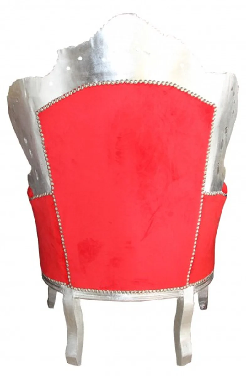 Baroque armchair King red / silver 85 x 85 x H. 120 cm - antique style furniture