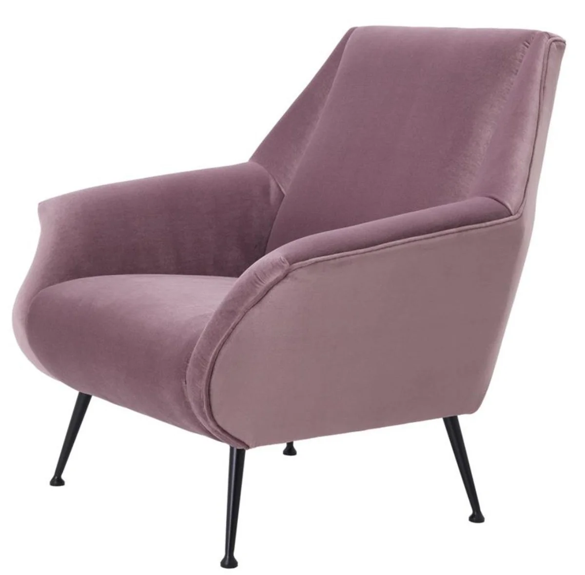 Luxury armchair in purple with black legs 88 x 80 x H. 91 cm - designer club furniture