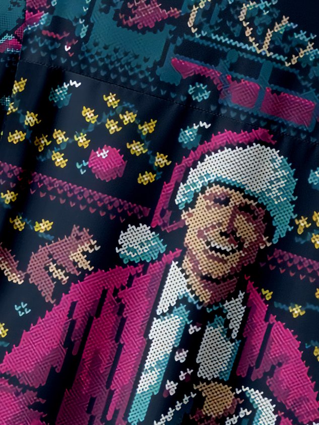 Christmas Chest Pocket Short Sleeve Casual Shirt